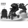 poussette-reversible-couvre-jambes-burbay-noire Poussette réversible avec couvre-jambes - Burbay