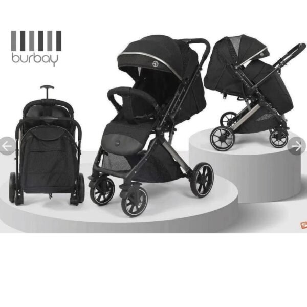 poussette-reversible-couvre-jambes-burbay-noire Poussette réversible avec couvre-jambes - Burbay