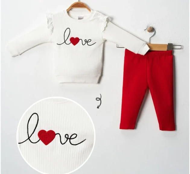 Ensemble 2 Pièces Pour Fille Imprimé Love - Nikuby