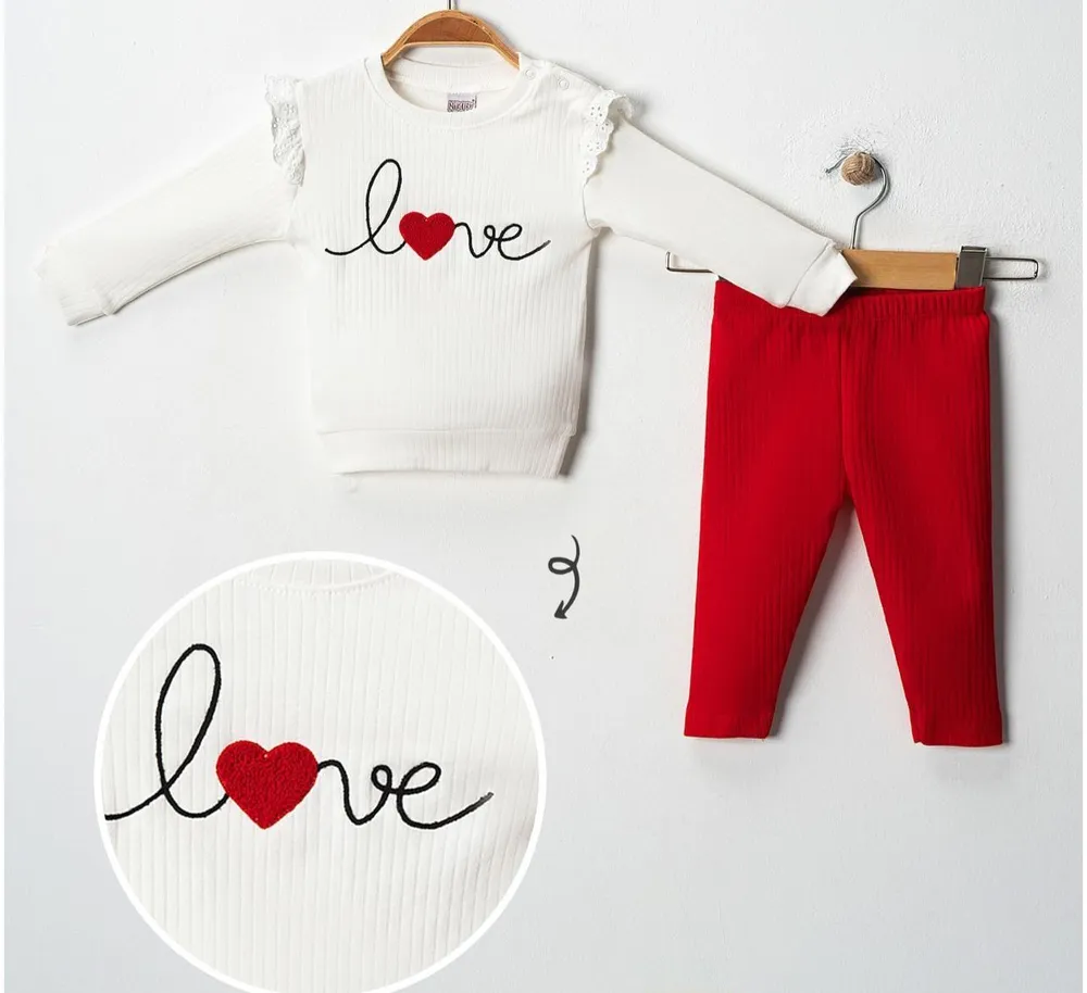 Ensemble 2 Pièces Pour Fille Imprimé Love - Nikuby