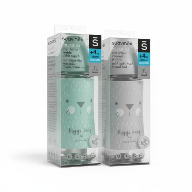biberon avec tétine ronde à débit rapide 360 ml gris - suavinex Biberon avec tétine ronde à débit rapide 360 ml gris - Suavinex