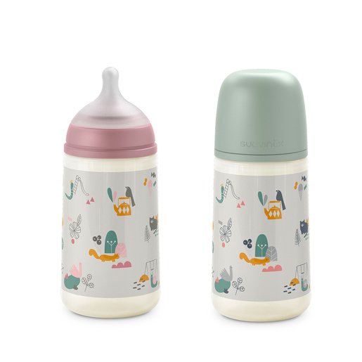 biberon tétine sx pro à débit moyen 270ml Biberon walk pink tétine SX PRO à débit moyen 270ml - Suavinex