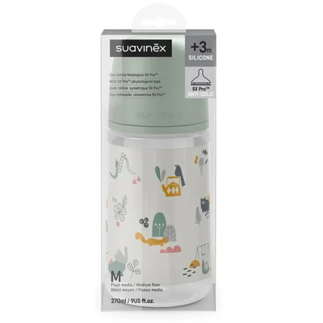 biberon walk green tétine sx pro à débit moyen 270ml - suavinex Biberon walk green tétine SX PRO à débit moyen 270ml - Suavinex