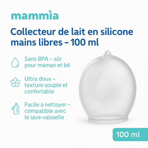 Collecteur de lait maternel mains libres 100 ml - Mammia