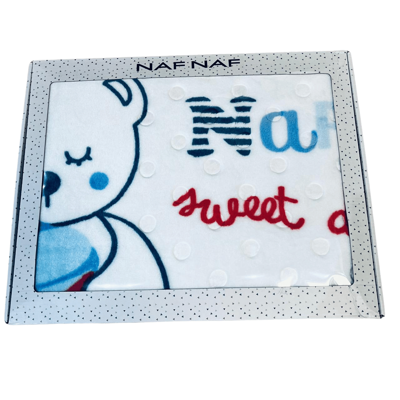 Couverture bébé bleue avec des pois en relief - NAF NAF