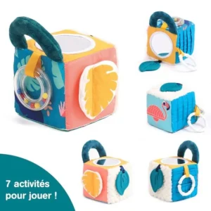 cube d'éveil en tissu avec feuille sensorielle - ludi Cube d'éveil en tissu avec feuille sensorielle - Ludi