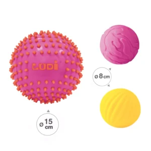 Lot de 3 balles sensorielles roses - Ludi