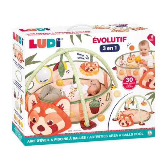 Tapis d'éveil et piscine à balles Panda - Ludi