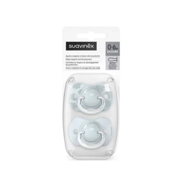 Lot de 2 Sucettes physiologiques SX pro 0-6 mois bleue - Suavinex