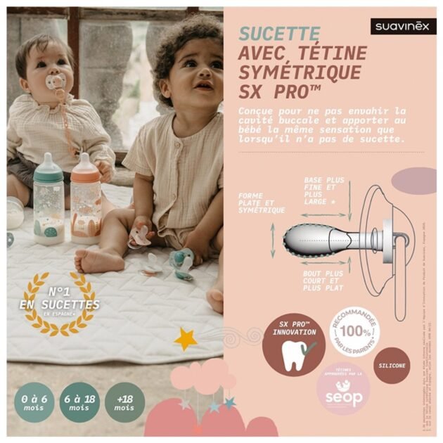 Lot de 2 Sucettes physiologiques SX pro 6-18 mois - Suavinex
