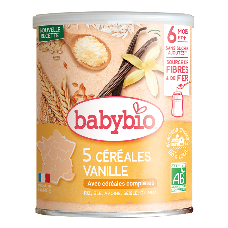 5 Céréales Vanille Riz, Blé, Avoine, Seigle, Quinoa - Babybio