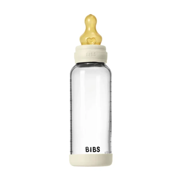 BIBS – Biberon en verre rond latex 240ml medium Flow – Ivory