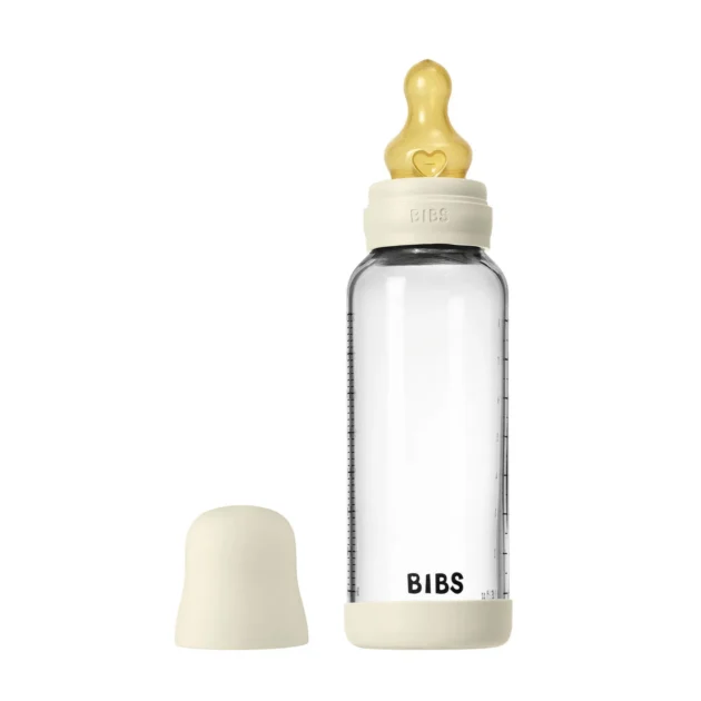 BIBS – Biberon en verre rond latex 240ml medium Flow – Ivory