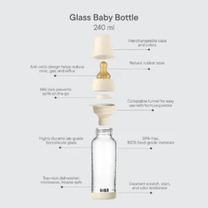 BIBS – Biberon en verre rond silicone 240ml medium Flow – sage