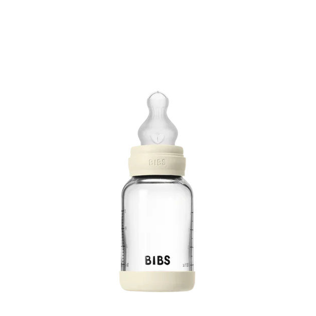 BIBS – Biberon en verre rond silicone 120ml Slow Flow – Ivory