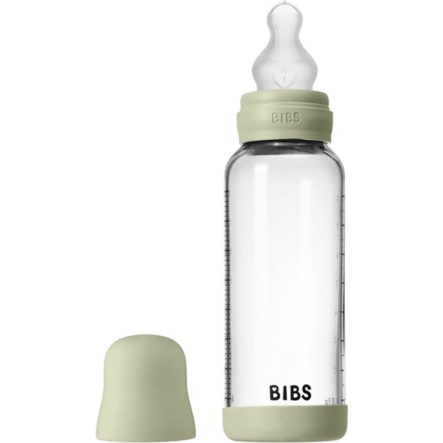 BIBS – Biberon en verre rond silicone 240ml medium Flow – sage