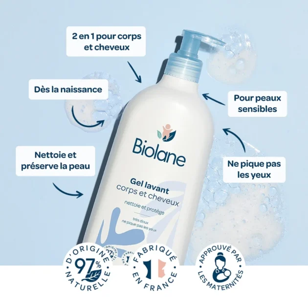 biolane-gel-lavant-dés-la-naissance Gel lavant corps et cheveux 200 ml - Biolane