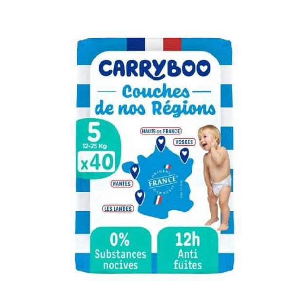 Couches écologiques taille5 (12-25kg) 40 unités – Carryboo