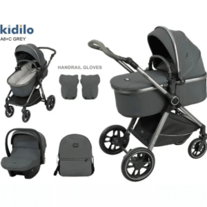 pack poussette a8+c pour bebe - kidilo gris Pack Poussette A8+C Pour Bebe - Kidilo