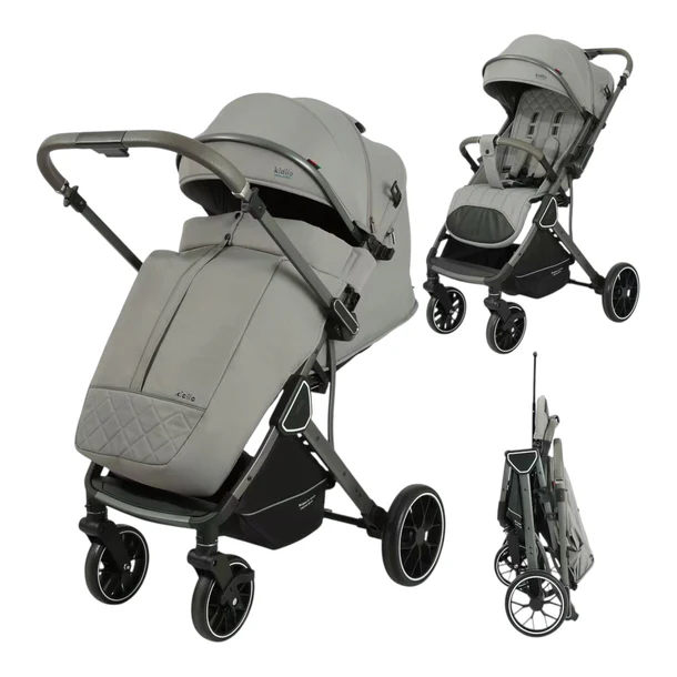 poussette compacte avec couvre-jambe k101F - kidilo gris Poussette Compacte Avec Couvre-Jambe K101F - Kidilo