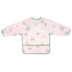 profil bavoir manches longues animaux rose - badabule Bavoir manches longues animaux rose - Badabule