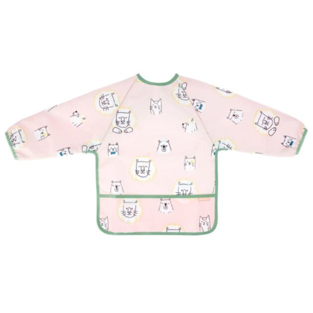 profil bavoir manches longues animaux rose - badabule Bavoir manches longues animaux rose - Badabule