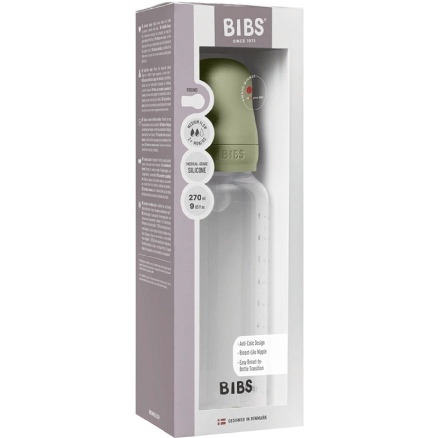 BIBS – Biberon rond 270 ml en silicone medium Flow – Sage