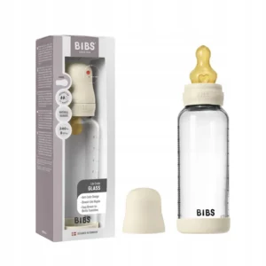 BIBS – Biberon en verre rond latex 240ml medium Flow – Ivory
