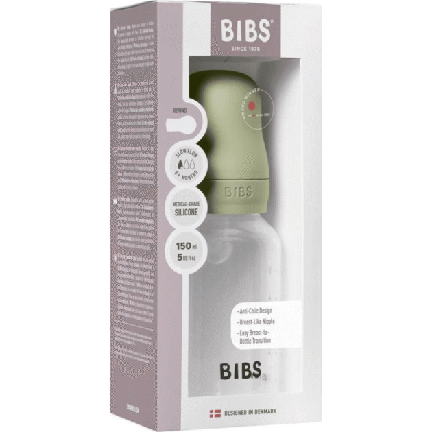 BIBS – Biberon rond 150 ml en silicone slow flow – Sage