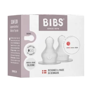 Lot de 2 Tétines en Silicone Slow Flow Biberons Ronds – Bibs