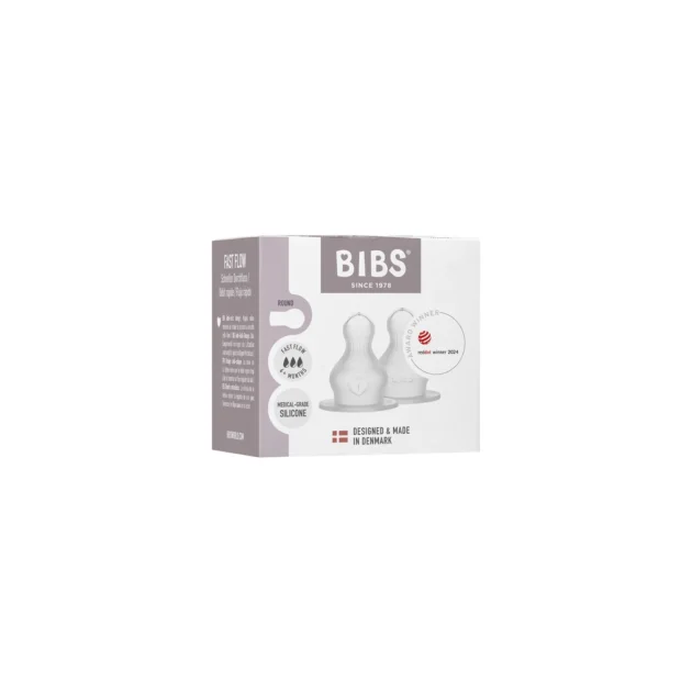 Lot de 2 Tétines en Silicone Fast Flow Biberons Ronds – Bibs