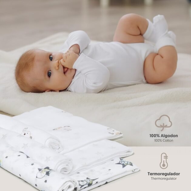 3 langes panda gris doux et respirants - inter baby Pack 3 langes Panda 80 x 80 en gaze de coton bleus - Interbaby