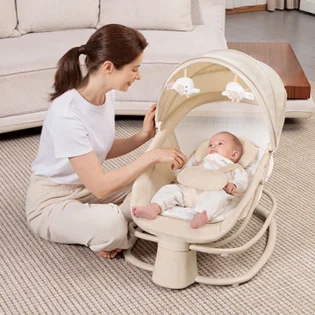 Balancelle transat multifonctionnel de luxe 4en1 gris clair - Mastela