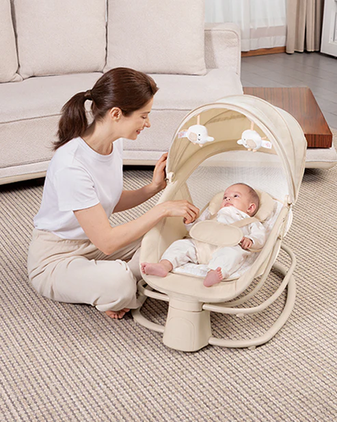 Balancelle transat multifonctionnel de luxe 4en1 gris clair - Mastela
