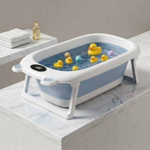 ensemble baignoire bébé 5 pièces bleu - happy baby maroc Ensemble baignoire bébé 5 pièces avec thermomètre - Happy Baby