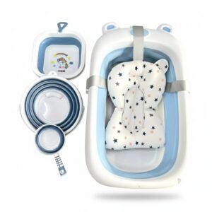 ensemble baignoire bébé 5 pièces - happy baby bleu Ensemble baignoire bébé 5 pièces avec thermomètre - Happy Baby