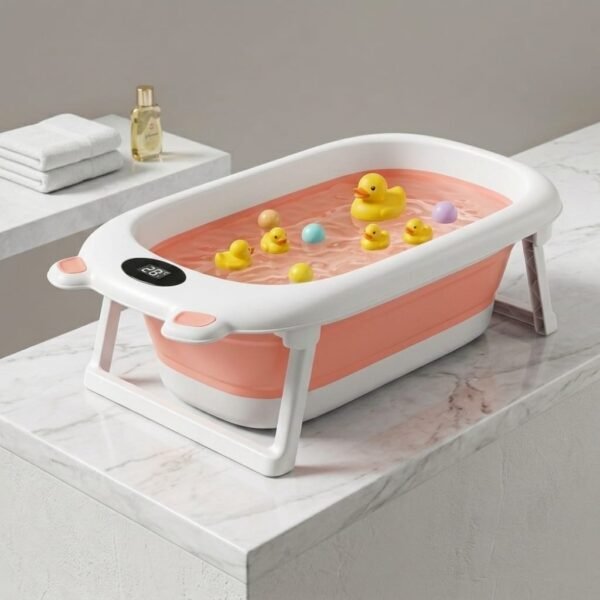 ensemble baignoire bébé 5 pièces rose - happy baby maroc Ensemble baignoire bébé 5 pièces avec thermomètre - Happy Baby