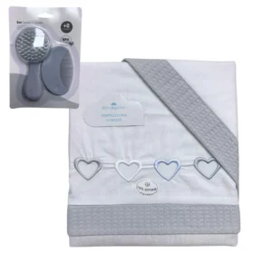 Parure lit 3pièces 60 x 120 cœur + brosse et peigne - Don Algadon