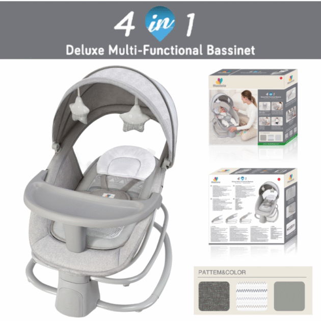 Balancelle transat multifonctionnel de luxe 4en1 gris clair - Mastela