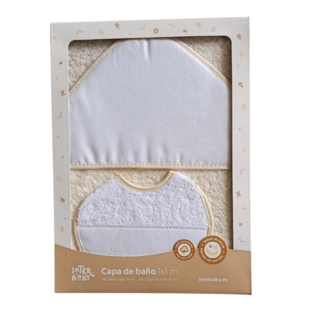 profil cape de bain avec bavoir 1x1m - inter baby Cape de bain avec bavoir 1 x 1m- Interbaby