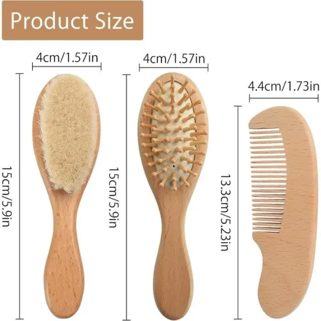 set 3 pièces dimension - baododo Set 3 pièces Brosses et peigne pour bébé - Smart Baby