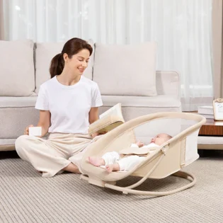 Balancelle transat multifonctionnel de luxe 4en1 gris clair - Mastela
