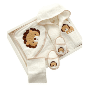 coffret de bain bébé 4 pièces motif lion - bebekevi maroc