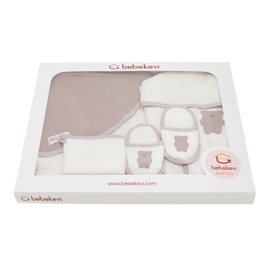 coffret de bain bébé en mousseline 4 pièces motif ours - bebekevi