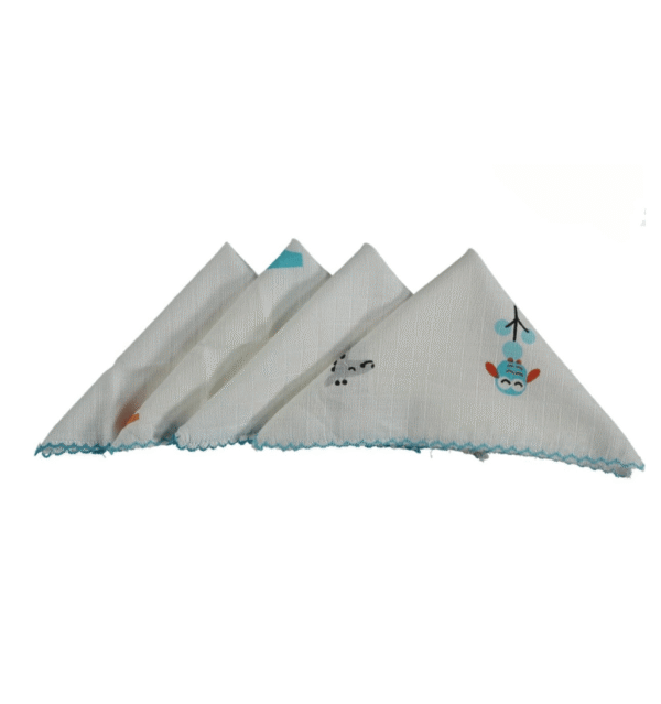 Lot de 4 mouchoirs en mousseline 25 x 25 cm - Bebekevi
