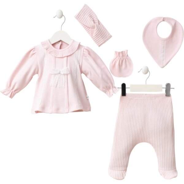 coffret 5 Pièces fille 0-3mois rose - mini zeyn maroc ensemble 5 pièces confortable pour fille 0-3mois maroc