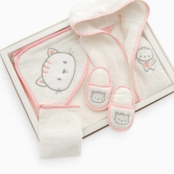 sortie de bain fille 4 pièces motif chaton - bebekevi maroc