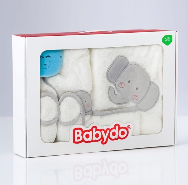 coffret de bain blanc doux et élégant 5 pièces - babydo maroc coffret de bain bébé 5 pièces éléphant - babydo gobébé.ma