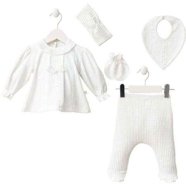 coffret naissance 5 Pièces fille blanc - mini zeyn maroc ensemble 5 Pièces fille 0-pour sorties de maternité maroc