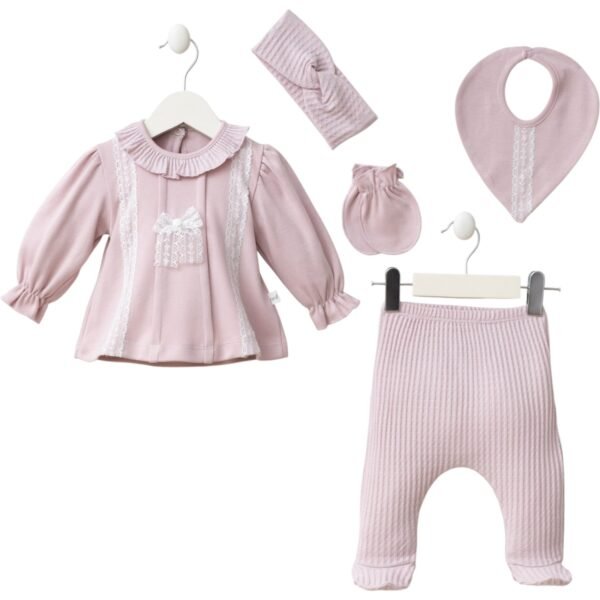 ensemble 5 pièces naissance fille mini zeyn gobébé.ma coffret complet et confortable maroc